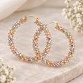 Gold Plated ✨ Tri-Tone Sparkle Beaded Hoop Earrings (#8)