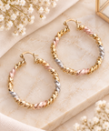 Gold Plated Silver, Gold & Rose Gold Tone Twisted Hoop Earrings (#10)