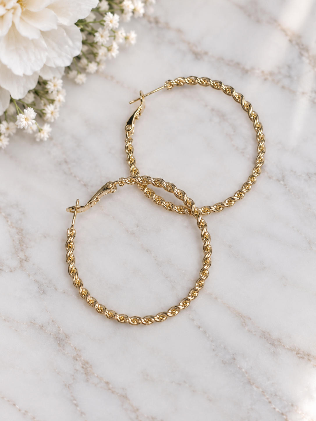 Gold Plated Rope Twist Gold-Tone Hoop Earrings ✨ (#6)