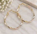 Gold Plated 
Tri-Tone Textured Twist Hoop Earrings ✨ (#7)