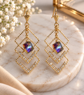 14k Gold Plated Multicolor Iridescent Geometric Drop Earrings (#16)