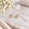 Gold Plated Petite Crystal Heart Stud Earrings (#21)
