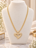 14k Gold Plated Sparkling Layered Heart Gold-Tone Necklace (#33)