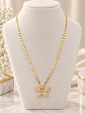 14k Gold Plated Sparkling Butterfly Gold-Tone Necklace (#40)
