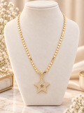 14k gold plated Sparkling Open Star Gold-Tone Necklace (#41)