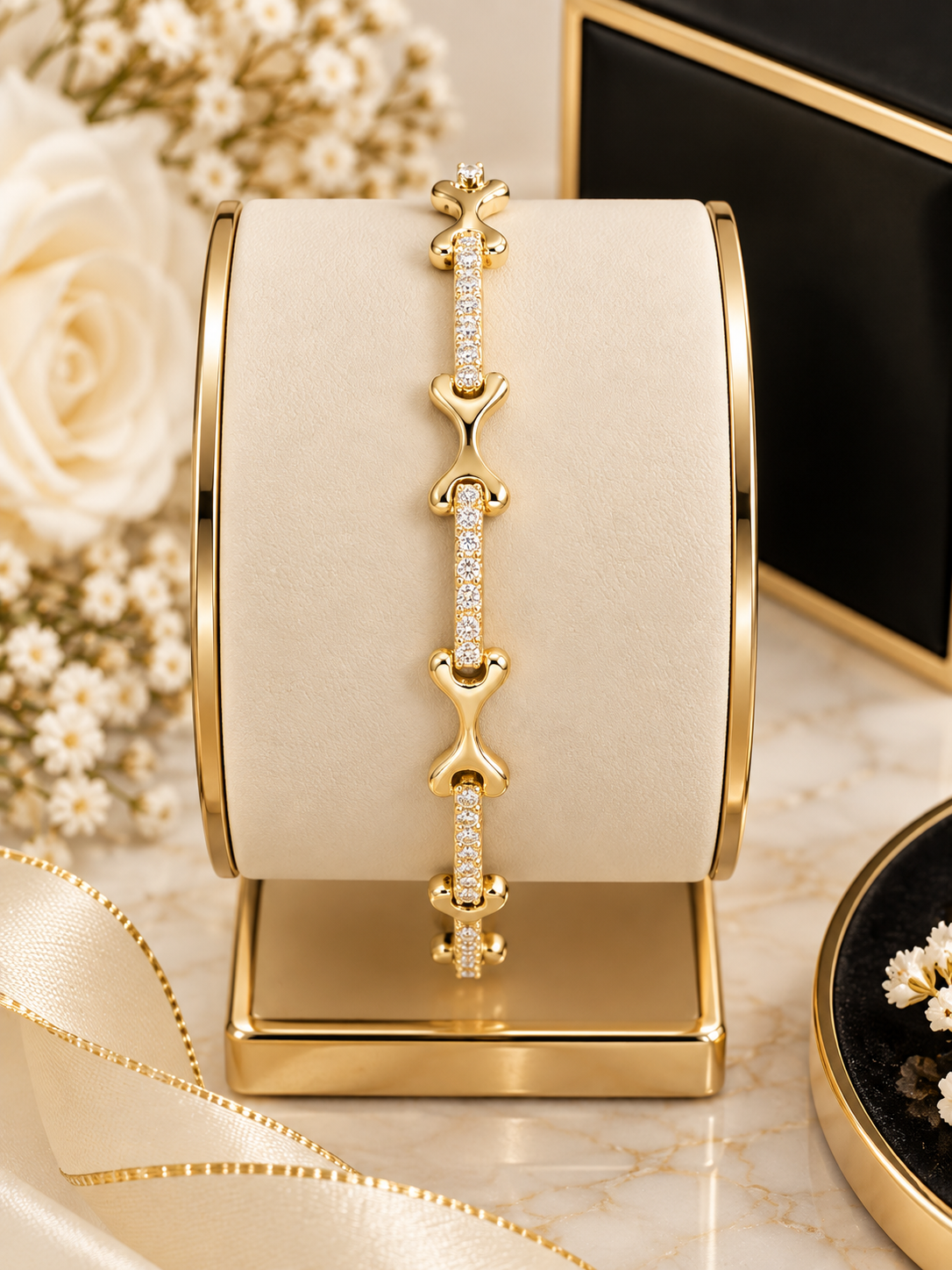✨ Crystal Link Gold-Tone Bracelet (#44)
