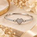Silver Crystal Heart Bangle Bracelet (#57)