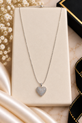 ✨ Dainty Silver Sparkling Heart Pendant Necklace (#73)
