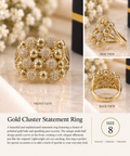 Gold Cluster Statement Ring – Size 8 (#77)