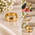 Classic Polished Gold-Tone Dome Band Ring – Size 8 (#79)