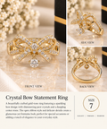 Crystal Bow Dangle Statement Ring – Size 7 (#94)